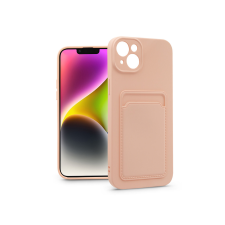 Haffner Apple iPhone 14 szilikon hátlap kártyatartóval - Card Case - pink (PT-6744) tok és táska
