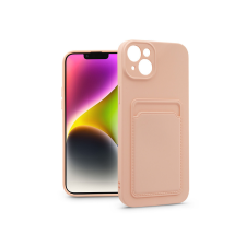 Haffner Apple iPhone 14 szilikon hátlap kártyatartóval - Card Case - rózsaszín tok és táska