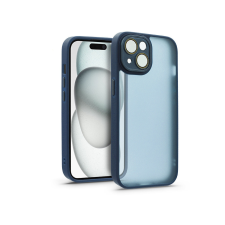 Haffner Apple iPhone 15 hátlap kameravédő peremmel, lencsevédő üveggel - Variete - sötétkék tok és táska
