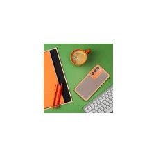 Haffner Apple iPhone 15 Pro hátlap kameravédő peremmel, lencsevédő üveggel - Variete - narancs tok és táska