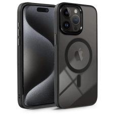 Haffner Edge Mag Cover szilikon hátlap iPhone 15 Pro átlátszó-fekete mobiltelefon kellék