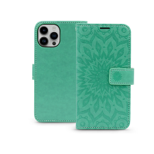 Haffner Mezzo Book Flip bőrtok - Apple iPhone 15 - mandala zöld (PT-6785) tok és táska
