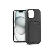 Haffner pt-6841 apple iphone 15 card case fekete szilikon hátlap kártyatartóval tok és táska