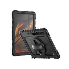 Haffner Samsung SM-T970/T976 Galaxy Tab S7+ / SM-X800/X806 Tab S8+ 12.4 ütésálló tablet tok 360 fokos védelemmel, 4H kijelzővédő üveggel - Solid - fekete (ECO csomagolás) (FN0455) tablet tok