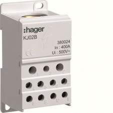 Hager KJ02B Szigetelt elosztó blokk, 1P, 400A, 1x150mm2 + 2x25 + 5x16 + 4x10mm2 villanyszerelés