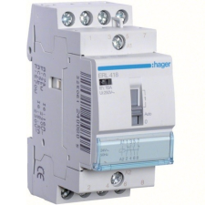 Hager Moduláris kontaktor 16A, kézi kapcsolással, 2 Záró + 2 Nyitó érintkező, 12V AC 50 Hz (Hager ERL418) villanyszerelés