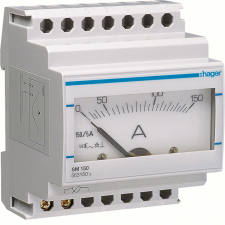 Hager SM150 Analóg ampermérő, 1 fázisú, áramváltós mérés, 150A-ig, moduláris villanyszerelés