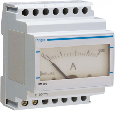 Hager SM600 Analóg ampermérő, 1 fázisú, áramváltós mérés, 600A-ig, moduláris villanyszerelés