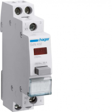 Hager SVN432 Nyomógomb, 2Z, 16A, 230V AC, piros LED-del, moduláris, 1M villanyszerelés