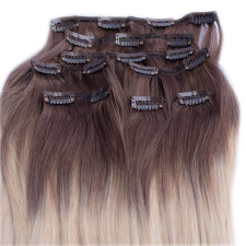 HairExtensionShop Csatos Emberi Póthaj Ombre Színben 40cm (Szín #OMBRE) póthaj