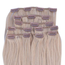 HairExtensionShop Csatos Emberi Póthaj Platinaszőke Színben 40cm (Szín #613) póthaj