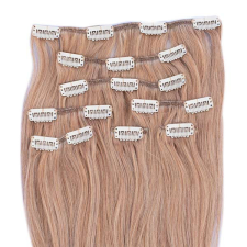HairExtensionShop Csatos Emberi Póthaj Sötétszőke Színben 40cm (Szín #12) póthaj