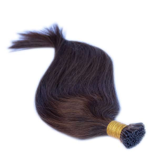 HairExtensionShop Keratinos I-TIP Emberi Póthaj Mikró Gyűrűzéshez Középbarna 60cm (Szín #6) póthaj