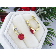  Hajna antiallergén piros köves fülbevaló-14K fülbevaló