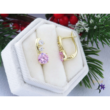  Hajna antiallergén rózsaszín köves fülbevaló-14K fülbevaló