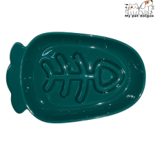  Hal mintájú kerámia evéslassító cicatál - Smaragdzöld macskatál