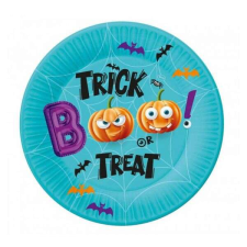 Halloween BOO parti tányér - 6 darabos 18 cm - világoskék babaétkészlet
