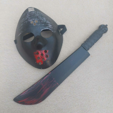  Halloween, farsangi véres fekete Jason maszk machetével jelmez