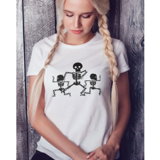 Halloween feliratos póló - Női póló halloweenre - Three skeletons férfi póló