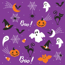 Halloween Graphics on Purple szalvéta 20 db-os 33x33 cm party kellék