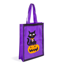Halloween-i ajándéktáska - 30 x 40 cm - macska és tök ajándéktasak