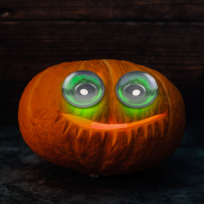 Halloween-i ijesztő szempár - zöld LED-es - elemes dekoráció