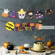 Halloween-i papír girland, többféle motívummal - 3,5 m dekoráció
