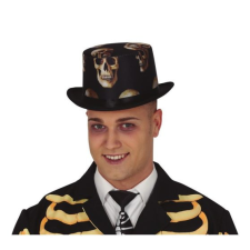 Halloween jelmez kiegészítő - Cilinder koponya mintával jelmez