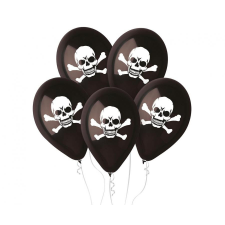 Halloween Koponya Black léggömb, lufi 5 db-os 12 inch (30 cm) party kellék