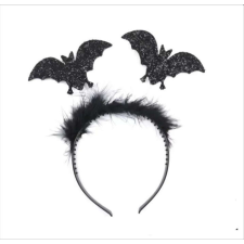 Halloween szörmés party hajpánt, 2 denevérrel. fekete jelmez
