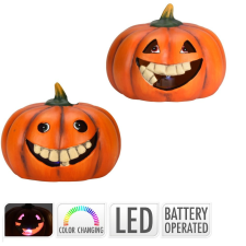  Halloween tök fogakkal ker. LED-es M14cm dekorációs kellék