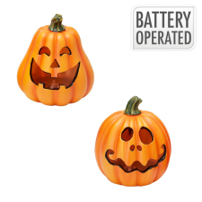  Halloween tök LED-es poly 14x15cm dekorációs kellék