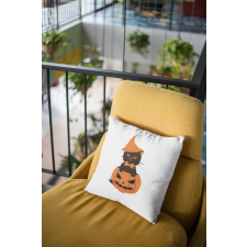  Halloweeni cicás fehér párna egyedi ajándék