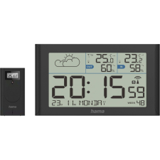 Hama 222216 LCD Meteorológiai Időjárás állomás külső szenzorral - Fekete (222216) időjárásjelző