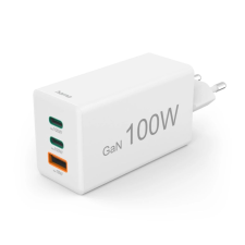 Hama 2x USB-C, 1x USB-A hálózati töltő 100W fehér (00201997) (00201997) mobiltelefon kellék