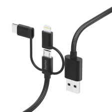 Hama 3az1-ben Multi töltőkábel USB-A - Micro-USB, USB-C és Lightning 1.5m black (201536) (hama201536) mobiltelefon kellék
