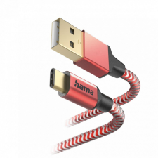 Hama FIC E3 USB Type-C reflective töltő és adatkábel 1,5m Red kábel és adapter