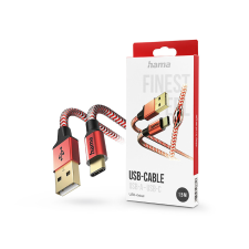 Hama USB-A - Type-C adat- és töltőkábel 1,5 m-es vezetékkel - HAMA Reflective USB-A - USB-C Cable - piros mobiltelefon kellék