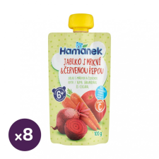 Hamánek tasakos gyümölcspüré alma-sárgarépa-cékla, 6 hó+ (8x100 g) bébiétel