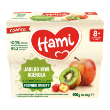 HAMI Gyümölcsös bébiétel 100% gyümölcs alma kivi acerola 400g, 8+ bébiétel