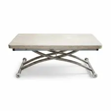  Hanah Home Coffee Table Travertine Chrome Mini Juppo Ext - Travertine, Chrome bútor