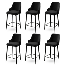Hanah Home Enox Black and Black bárszék szett, 6 db, fekete, 6 db bútor