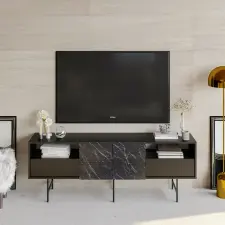  Hanah Home TV állvány Black Marble Derin - fekete bútor
