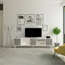  Hanah Home TV állvány Fehér Antracit Sinef - Fehér, Antracit bútor