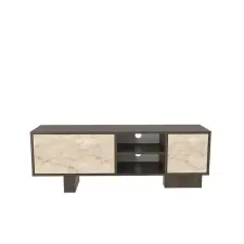  Hanah Home TV Stand Walnut Travertine Monaco - Walnut, Travertine bútor