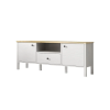  Hanah Home TV szekrény nappaliba 150x58x35 cm, PAL 18mm, él 0.8mm, MDF lábak, fém és fa fogantyúk, fehér - Ellenőrzött A · Re-Bloom