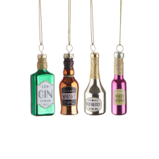 HANG ON üveg karácsonyfadísz, minibár 4 darabos szett 11cm karácsonyfadísz