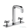 Hansgrohe AXOR CITTERIO 3-lyukú keresztfogantyús mosdó csaptelep, dekorlappal és rövid kifolyóval DN15, automata leeresztővel, króm 39134000