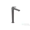 Hansgrohe AXOR CITTERIO C 250 hidegindításos, magasított mosdó csaptelep négyszög metszéses fogantyúval, nem zárható leeresztővel, szálcsiszolt fekete króm 49051340
