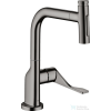 Hansgrohe AXOR CITTERIO Select 230 egykaros mosogató csaptelep kihúzható zuhanyfejjel,2 jet, polírozott fekete króm 39863330